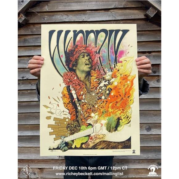 Richey Beckett Jimi Hendrix Hendrix At Monterey Limited edition Lithograph 2021 - Picture 1 of 7